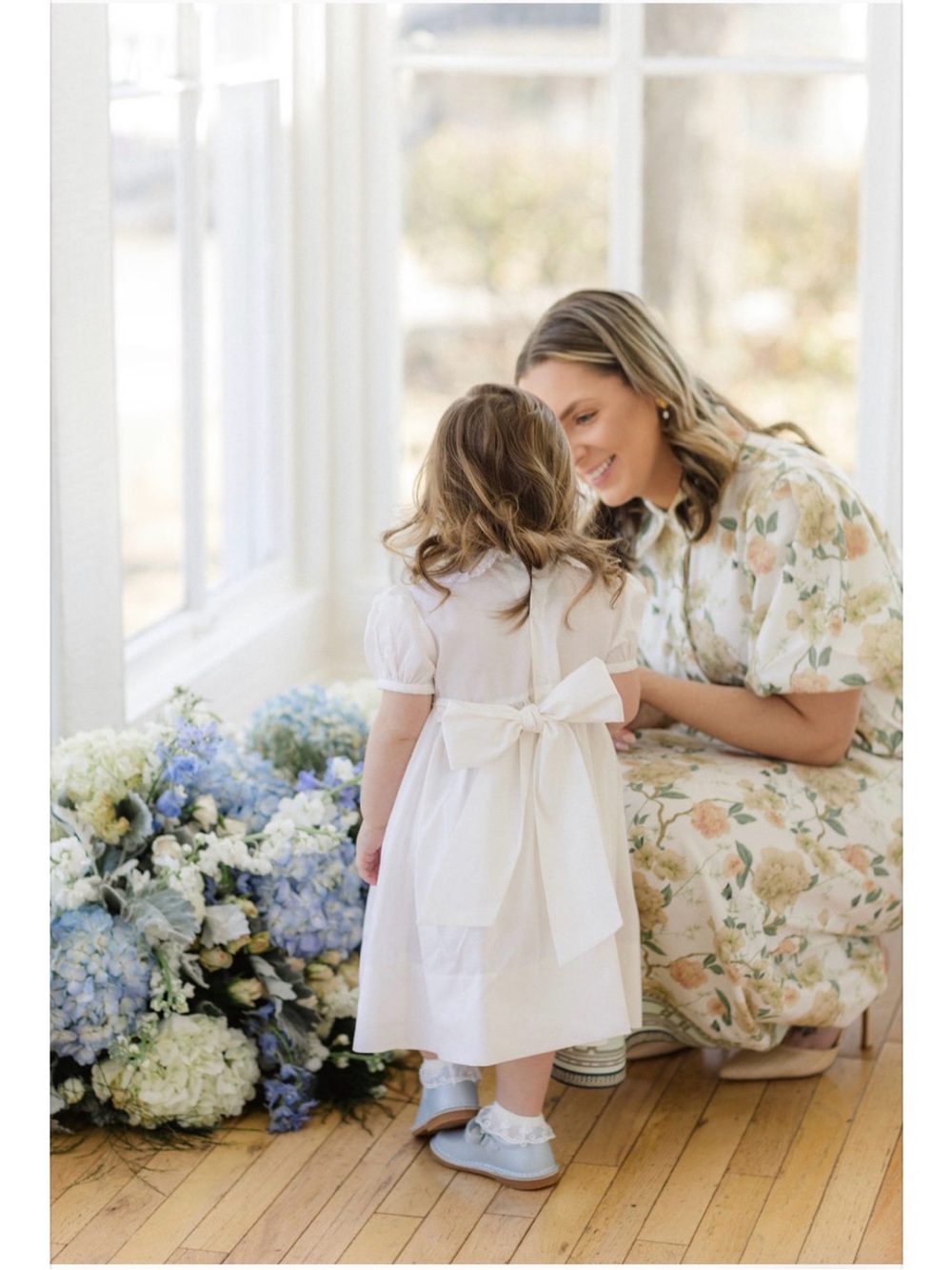 Trish Scully Grier Floral Cream Maxi Shirt Dress with Puff Sleeves